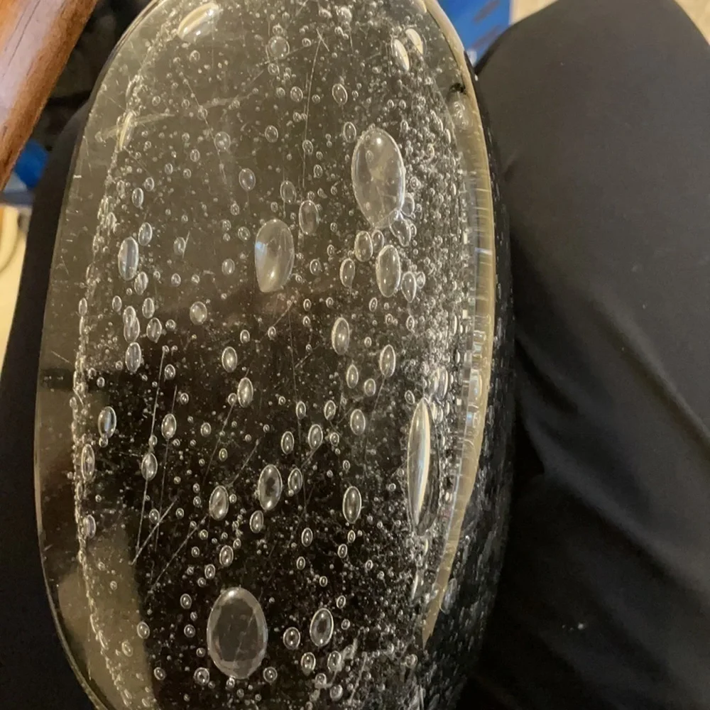 Host Pick🌟 Vetro Artistico Murano Bubble Black Oval Talk Glass Vase OOAK